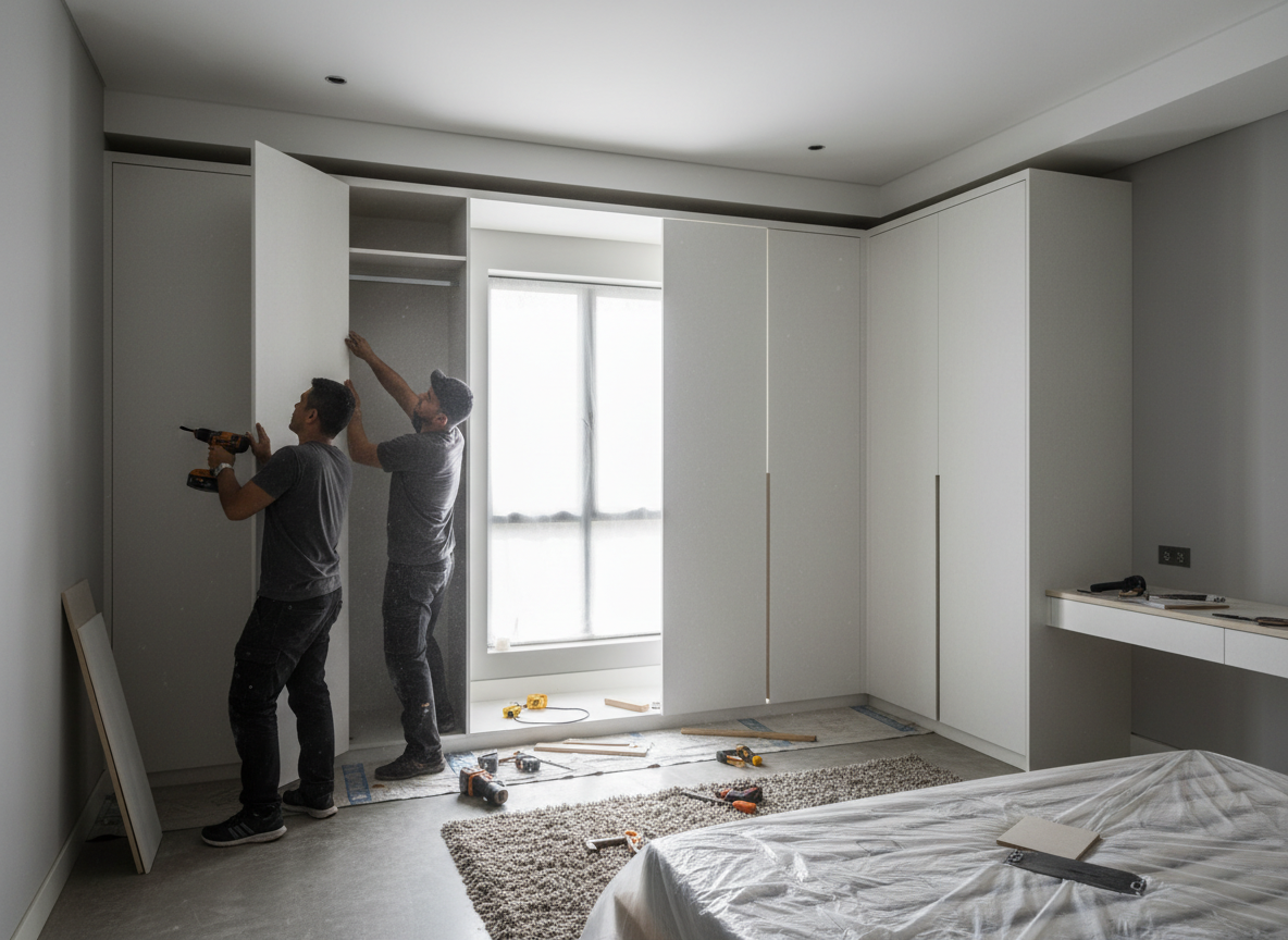 Thi Cong Noi That Nha Pho Tron Goi Doi Tho Dang Lap Dat Tu Ao Kich Tran