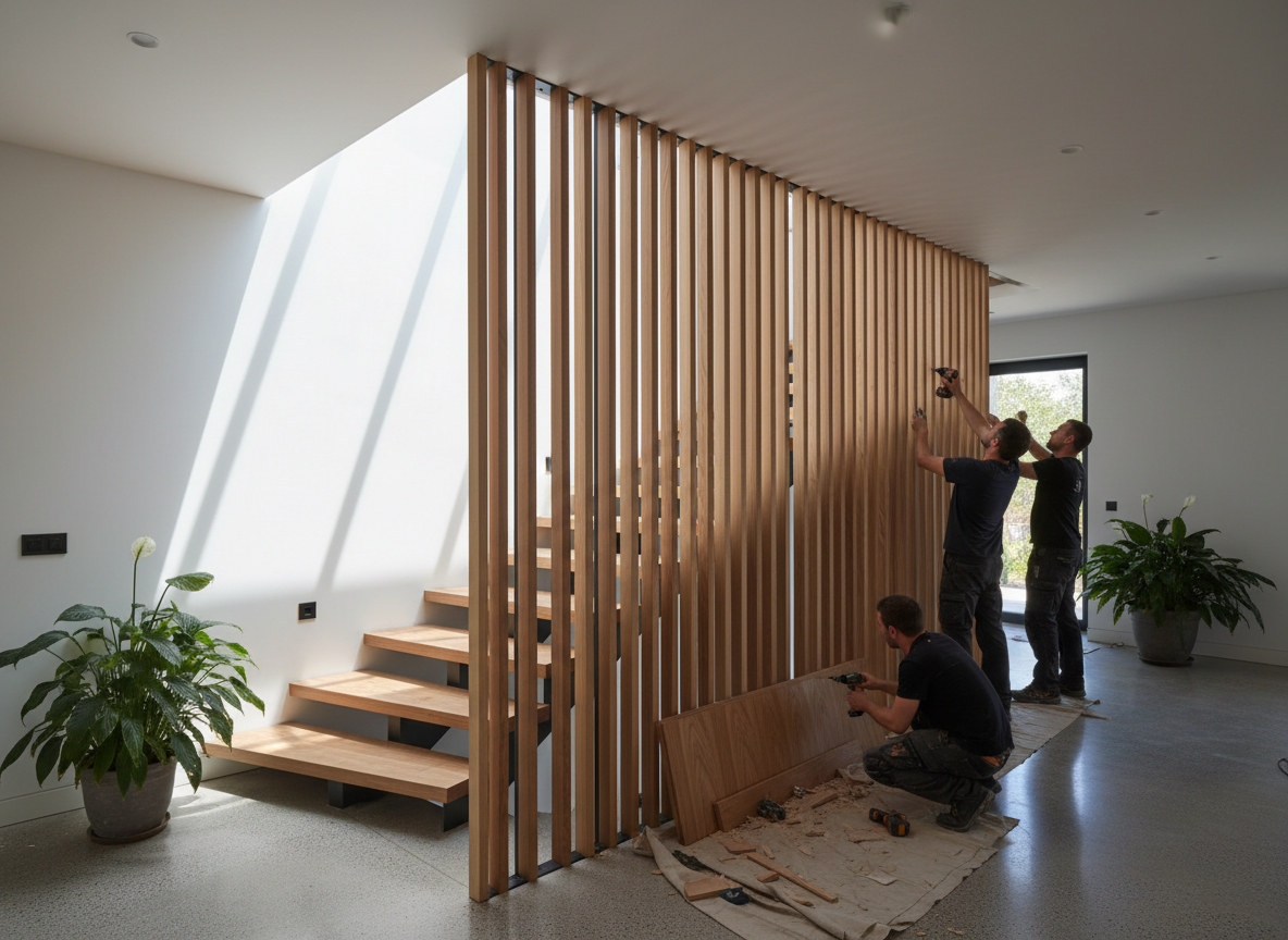 Thi Cong Noi That Nha Pho Tron Goi Tho Lap Dat Vach Lam Go Cau Thang