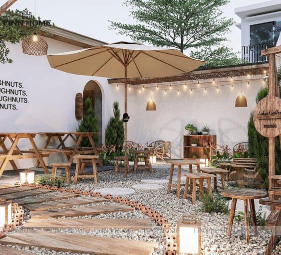 Những mẫu thi công quán cafe sân vườn trọn gói giá rẻ