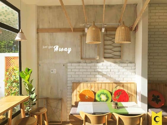 Mẫu thi công quán nước ép trái cây đẹp