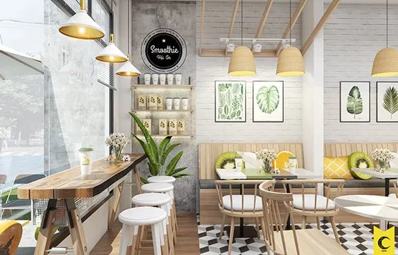 Thi Công Quán Nước Ép Trái Cây 6 Phong Cách Thiết Kế Hot 3 Thi công quán nước ép trái cây