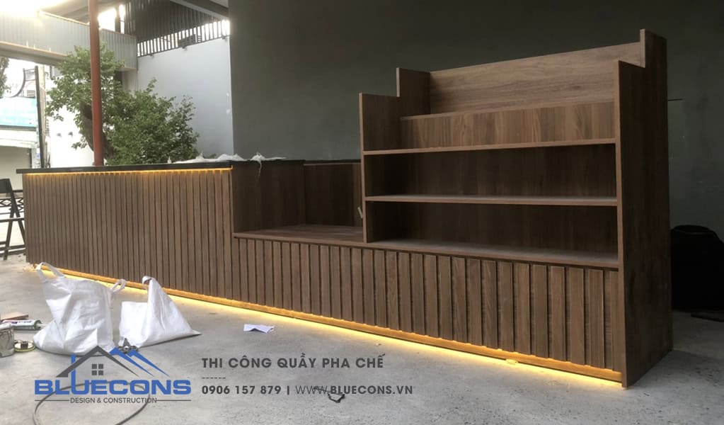 Thi công quầy pha chế gỗ MDF phủ Melamine cao cấp tại Quận 12, TP. Hồ Chí Minh