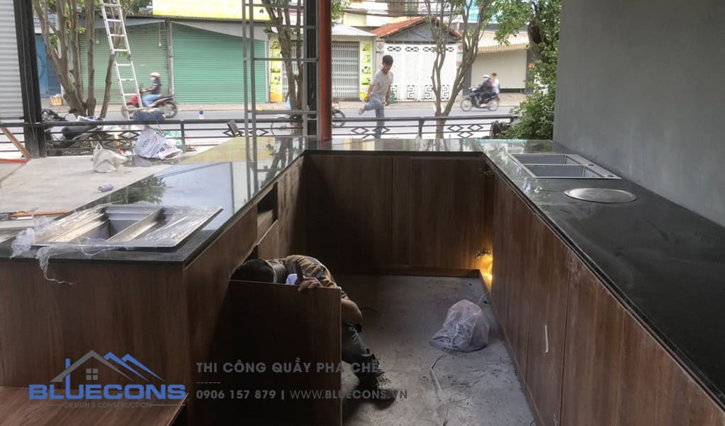Thi công quầy pha chế gỗ MDF phủ Melamine cao cấp tại Quận 12, TP. Hồ Chí Minh