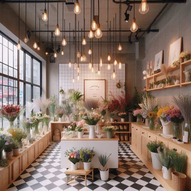 Thi công shop hoa tươi đẹp và hiện đại