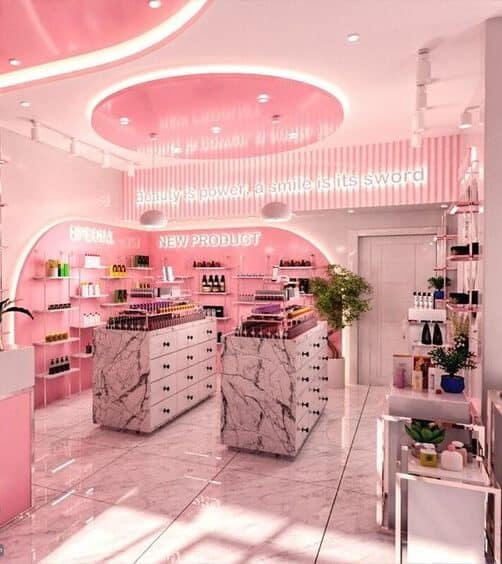 Mẫu thi công shop mỹ phẩm cao cấp đẹp hiện nay