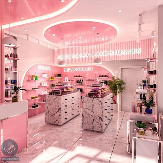 Mẫu thi công shop mỹ phẩm cao cấp đẹp hiện nay