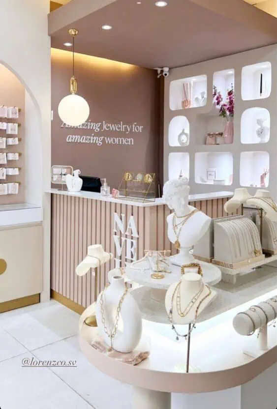 Mẫu thi công shop phụ kiện trang sức sang trọng
