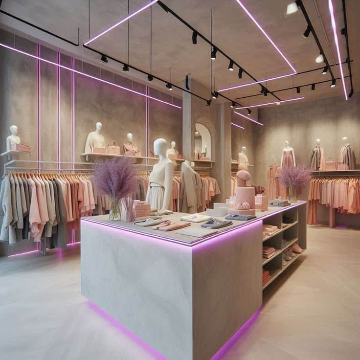 Thi công shop quần áo phong cách sang trọng