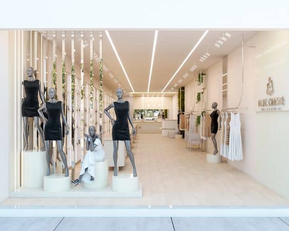 Thi công shop quần áo đầy đủ tiện nghi