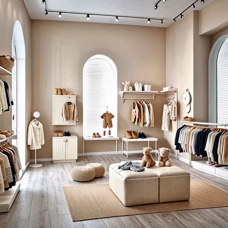 Những mẫu thi công shop quần áo trẻ em đẹp