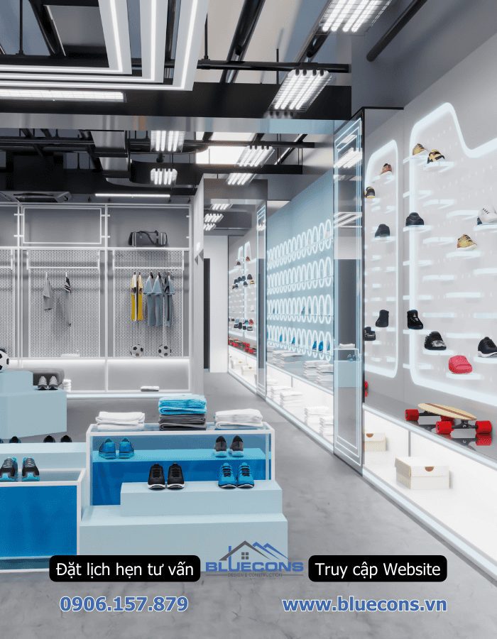 Thi công shop thể thao, thiết kế shop thể thao đẹp 2024