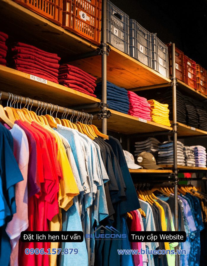 Thi công shop thời trang đẹp, quần áo nam nữ đơn giản TPHCM