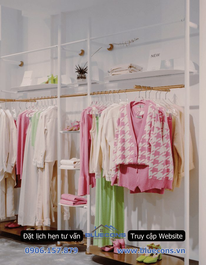Thi công shop thời trang đẹp, quần áo nam nữ đơn giản TPHCM