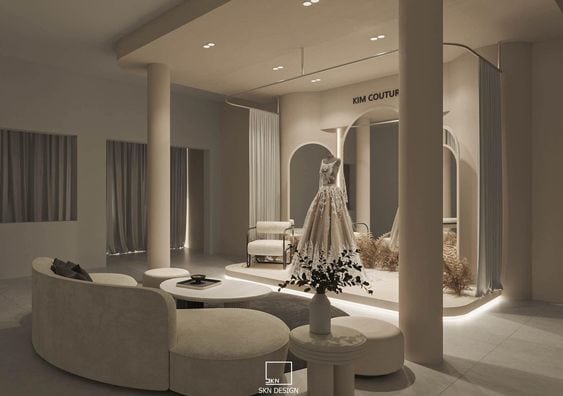 Những mẫu thi công shop trang phục cưới sang trọng