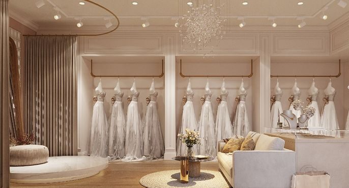 Thi công shop trang phục cưới trọn gói
