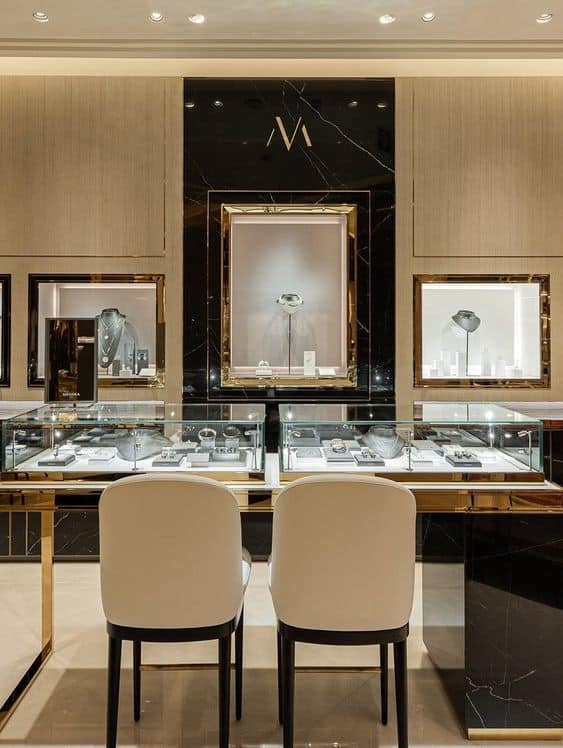 Mẫu thi công shop trang sức đẹp và sang trọng