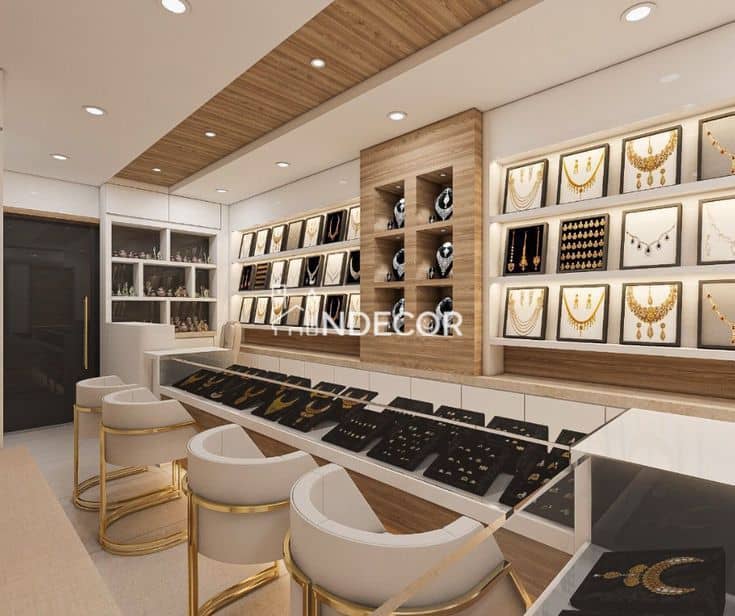 Mẫu thi công shop trang sức đẹp hiện nay