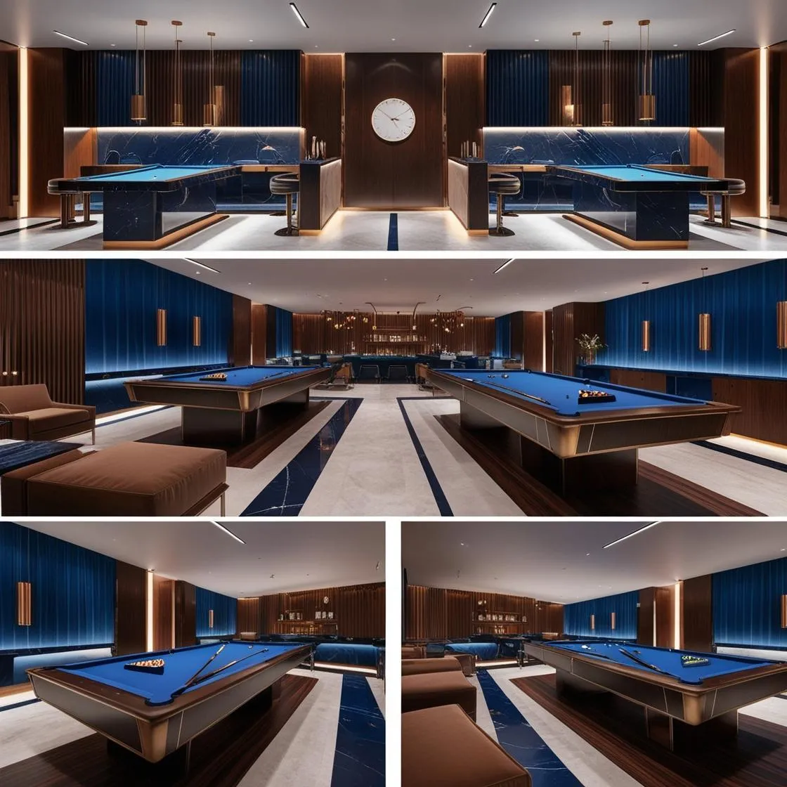 thiết kế Trang trí quán bida hiện đại ngang 10 mét sâu 30 mét_