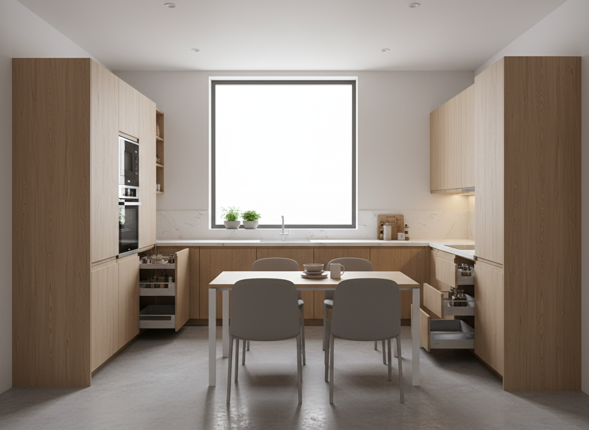 Thiet Ke Bep Nha Pho Khoa Hoc Tu Bep Chu L Kich Tran Ban An Gon Anh Sang Tu Nhien