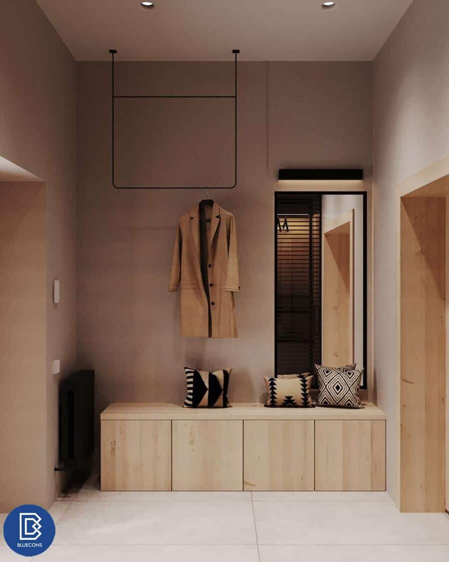 Tủ phòng thay đồ tông màu sáng của gỗ công nghiệp
