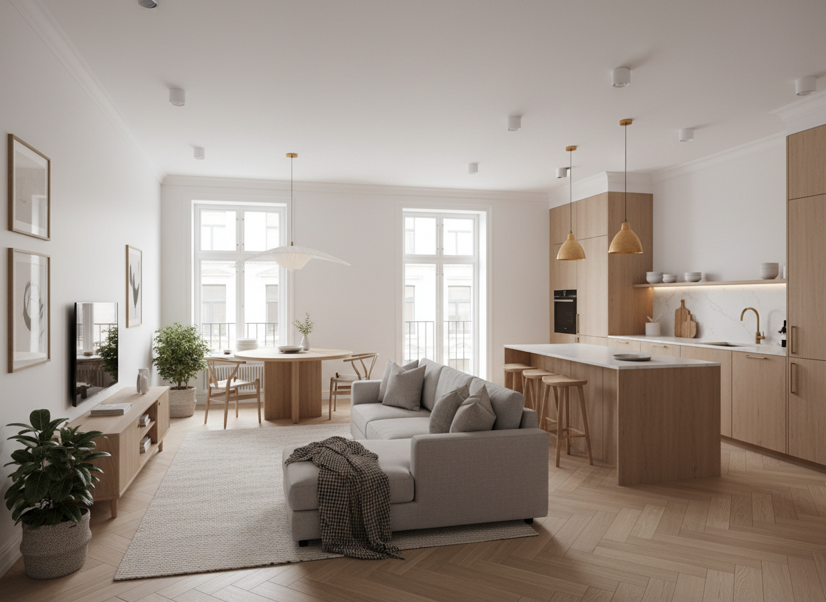 Thiet Ke Noi That Nha Pho Dep Phong Cach Bac Au Su Dung Go Sang Mau Khong Gian Mo