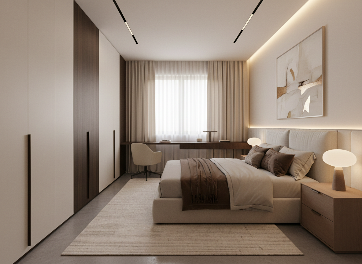 Thiet Ke Noi That Nha Pho Hien Dai Phoi Canh 3d Phong Ngu Sang Trong Tu Ao Kich Tran