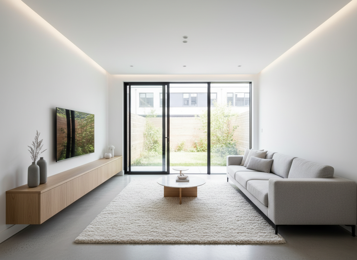 Thiet Ke Noi That Phong Khach Nha Pho Toi Gian Tong Trang Xam Go Sang