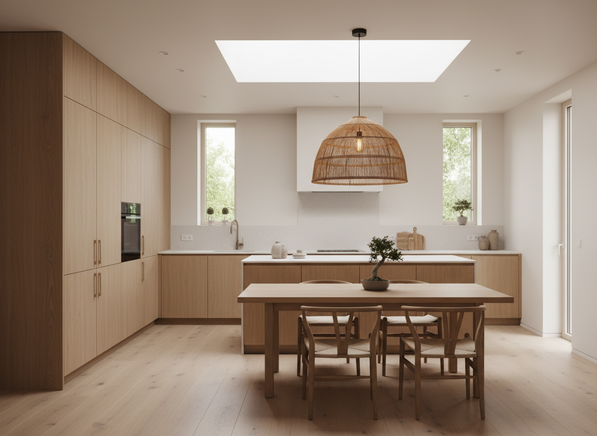 Thiet Ke Phong Bep Va Phong An Phong Cach Nhat Ban Cho Nha Pho Tu Bep Go Sang