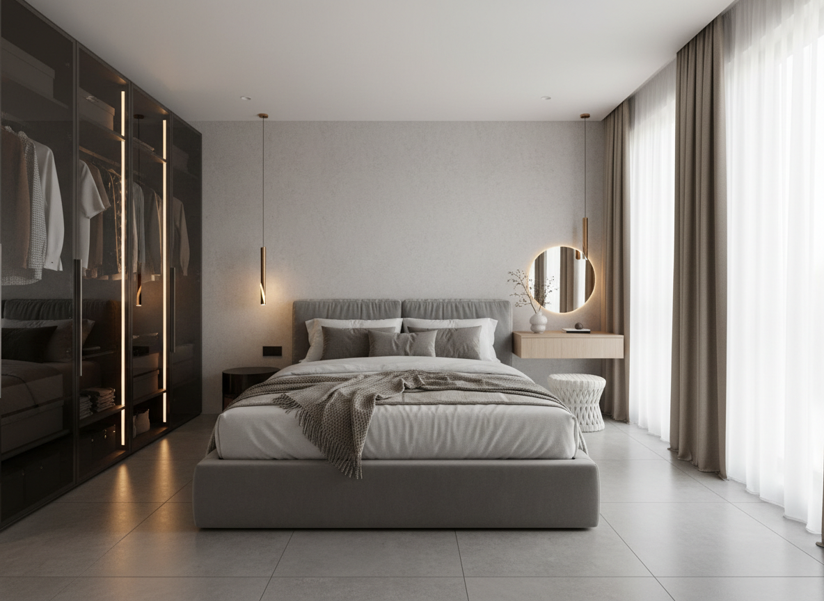 Thiet Ke Phong Ngu Master Nha Pho Hien Dai Giuong Boc Nem Mau Ghi