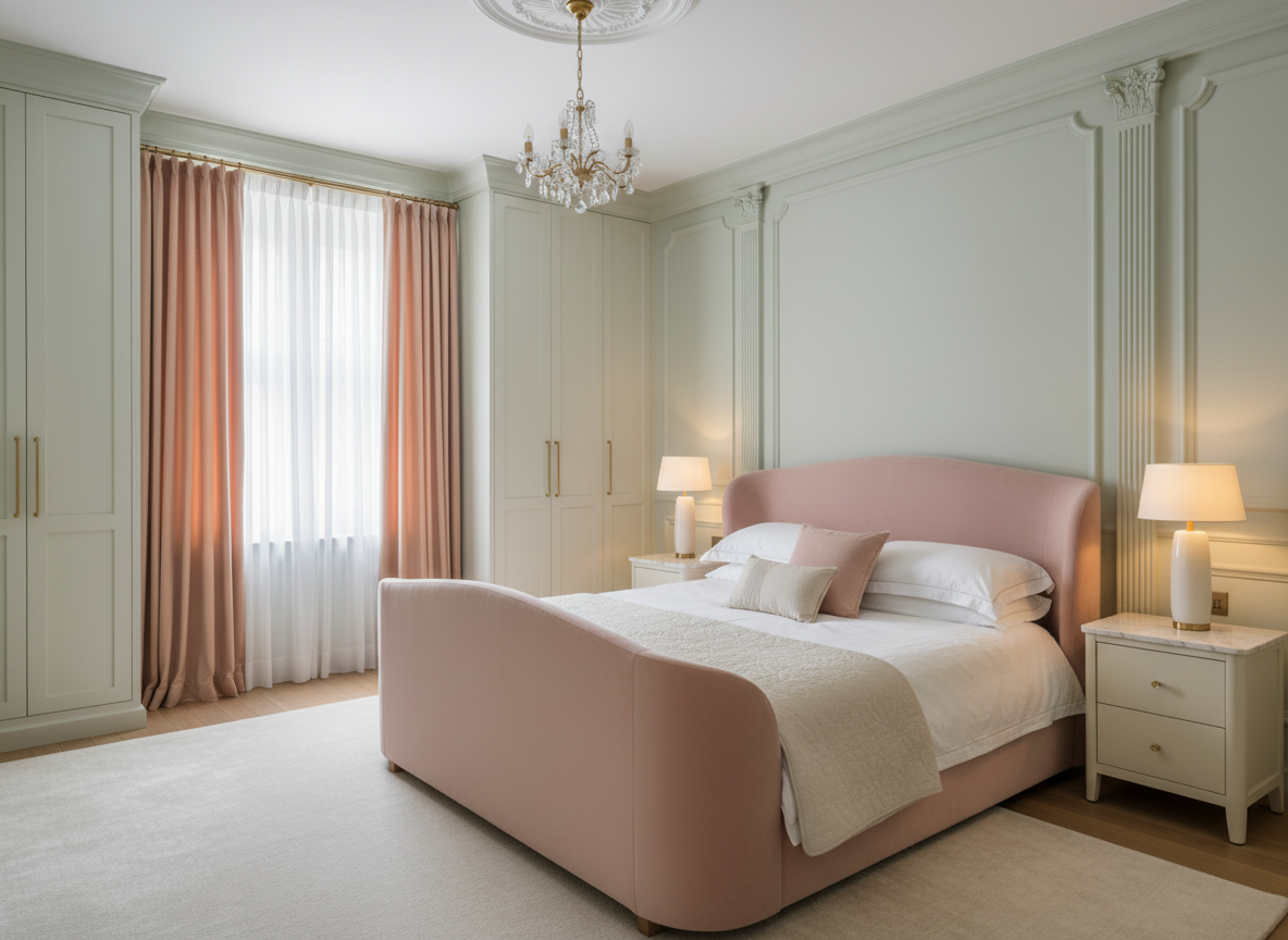 Thiet Ke Phong Ngu Nha Pho Tan Co Dien Voi Giuong Boc Nem Nhung Bo Cong Mem Mai