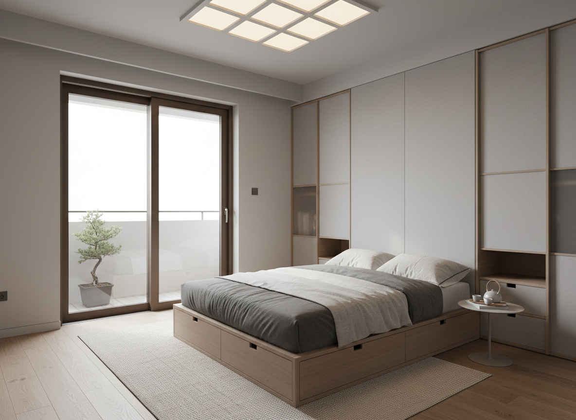 Thiet Ke Phong Ngu Nha Pho Toi Uu Dien Tich Giuong Co Hoc Keo Tu Am Tuong Mau Ghi