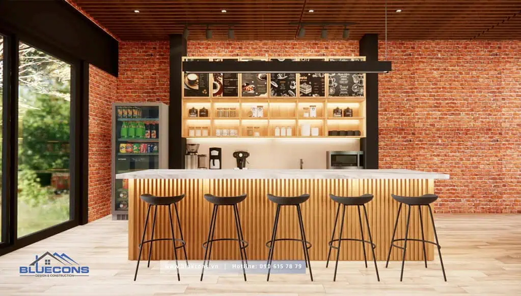 Quầy Bar Quán Cafe Hiện Đại QB006 8 Lợi ích khi lắp đặt mẫu thiết kế quầy bar cafe đẹp sang trọng trong kinh doanh QB006