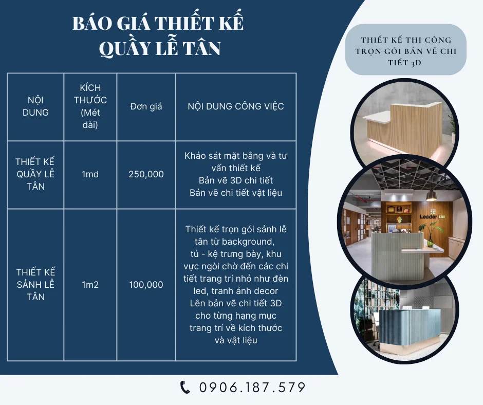 Thiết kế quầy lễ tân đẹp cạnh tranh trên thị trường 11 Thiết kế quầy lễ tân đẹp cạnh tranh trên thị trường