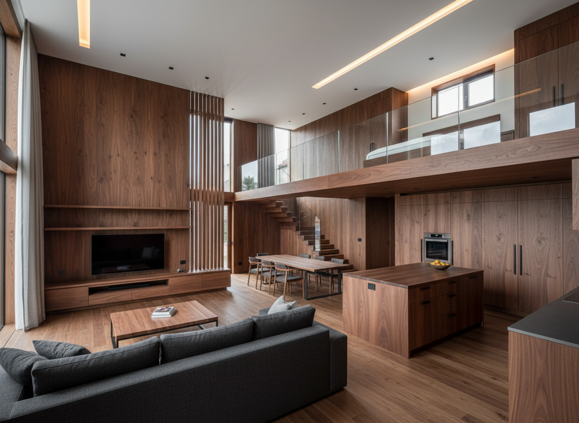 Thiet Ke Tong The Noi That Nha Pho 2 Tang Bang Go Cong Nghiep