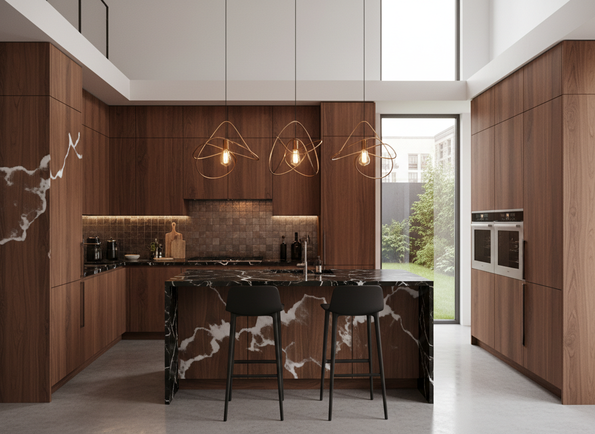 Thiet Ke Tu Bep Co Dao Bep Cho Nha Pho 2 Tang Dao Bep Ket Hop Quay Bar Mini