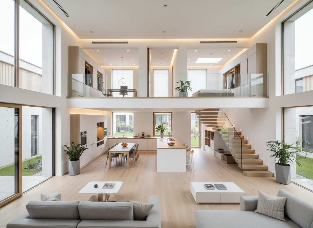 Tong The Mau Noi That Nha Pho Dep 3 Tang Khong Gian Mo Tong Trang Go Sang