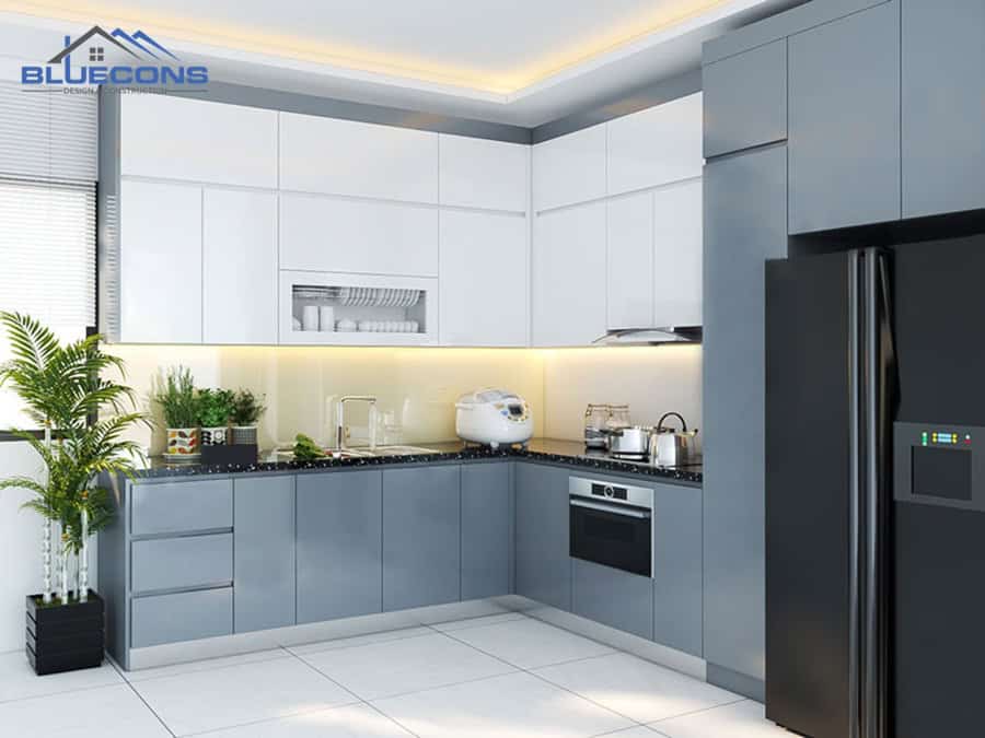 Tủ bếp chữ L tiện lợi khi sử dụng