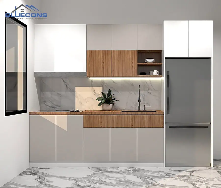 25+ Tủ bếp đóng sẵn giá rẻ đẹp và chất lượng tốt tại Bluecons 8 Tủ bếp đóng sẵn giá rẻ chữ I