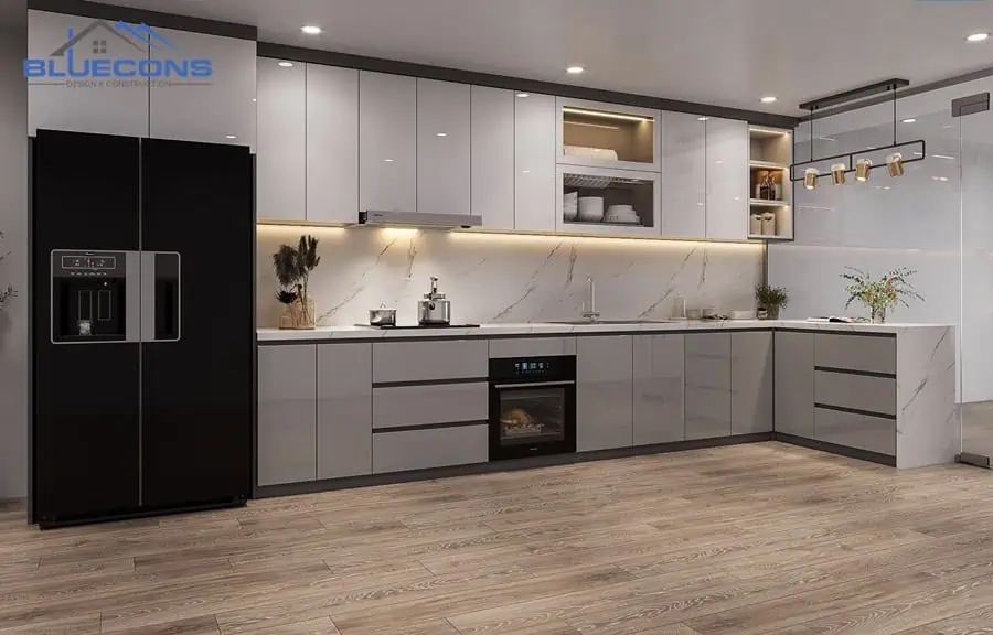 25+ Tủ bếp đóng sẵn giá rẻ đẹp và chất lượng tốt tại Bluecons 9 Tủ bếp chữ L đóng sẵn sang trọng