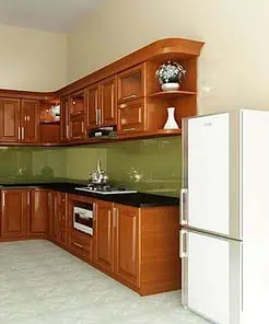 Mẫu tủ bếp đóng sẵn gỗ tự nhiên TB013