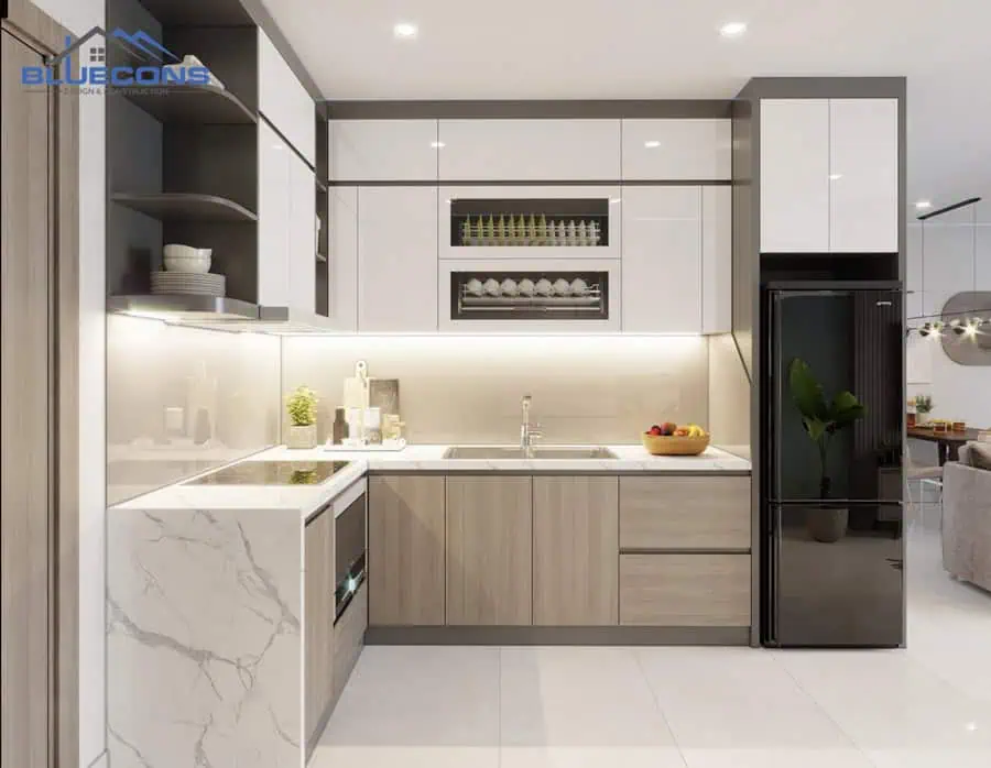 Chọn Mẫu Tủ Bếp Ấn Tượng Cho Không Gian Sống Chất Lượng 3 Tủ bếp gỗ công nghiệp sang trọng