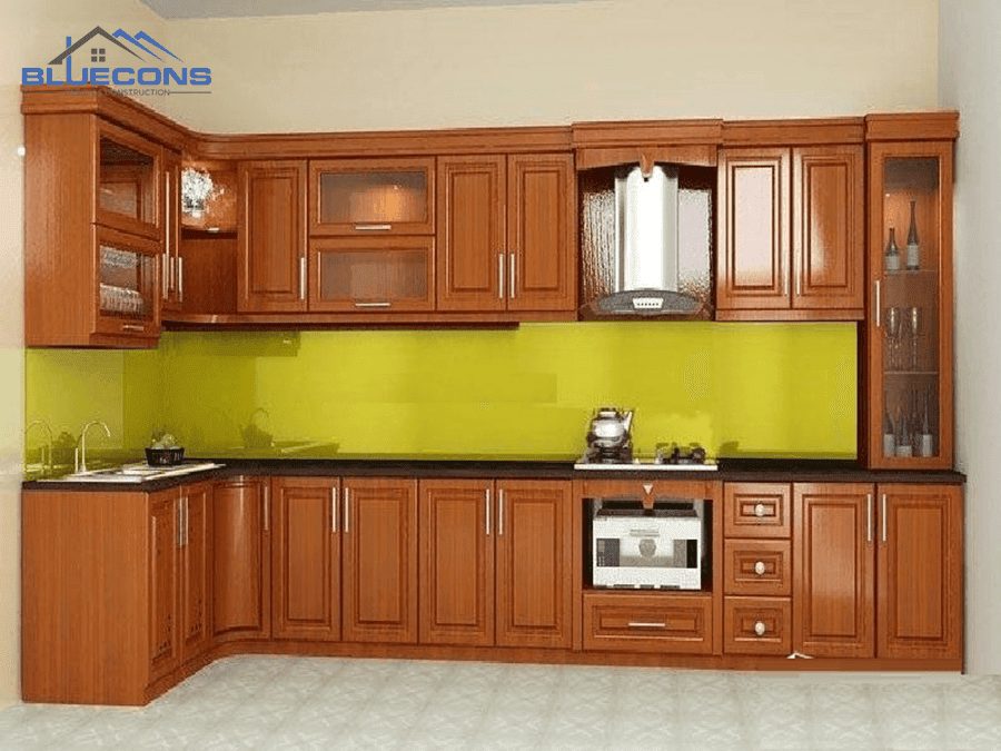Tủ bếp theo yêu cầu bằng gỗ tự nhiên