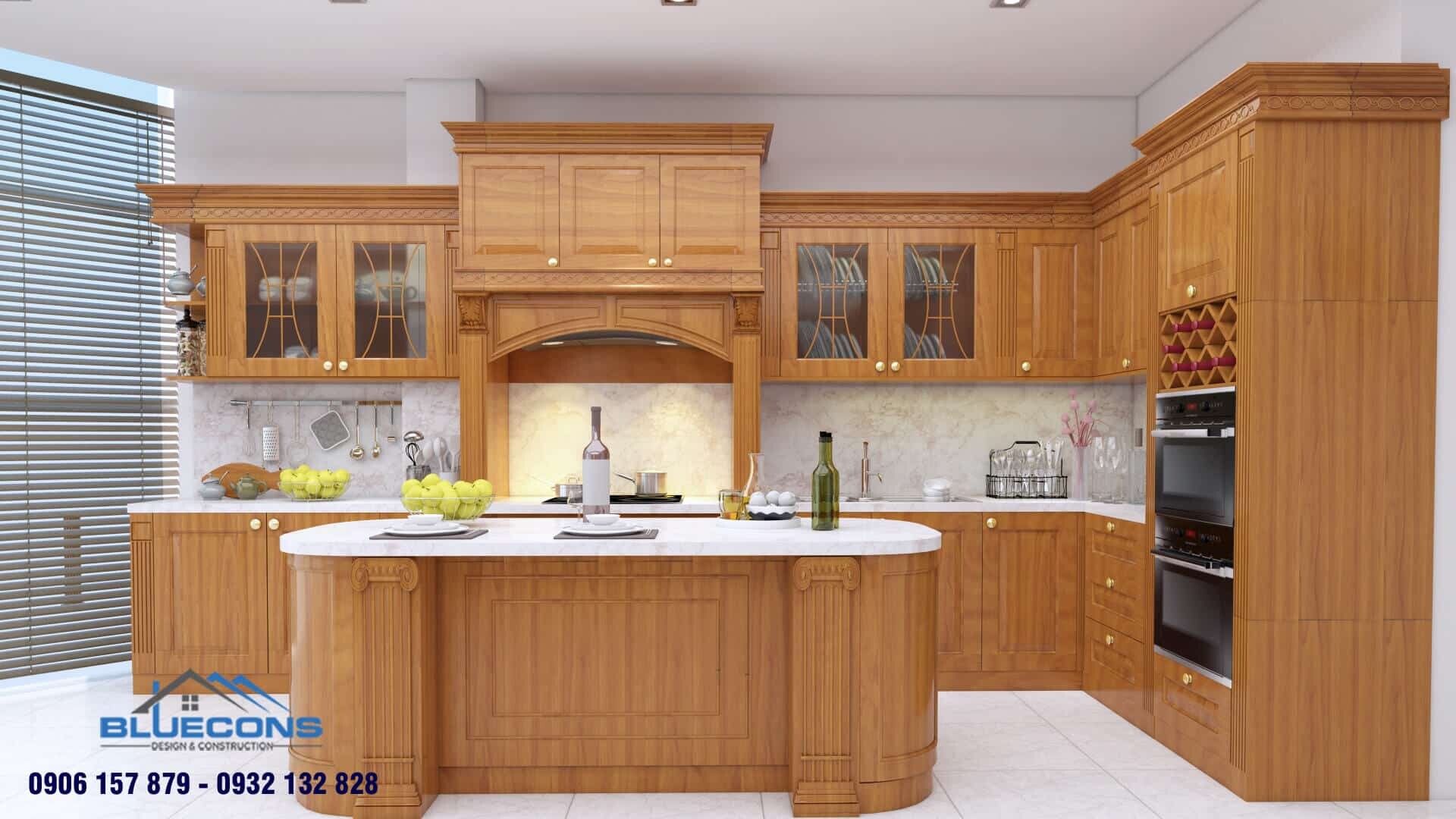 Tủ bếp gỗ đẹp hình chữ i dành cho nội thất cao cấp, hiện đại