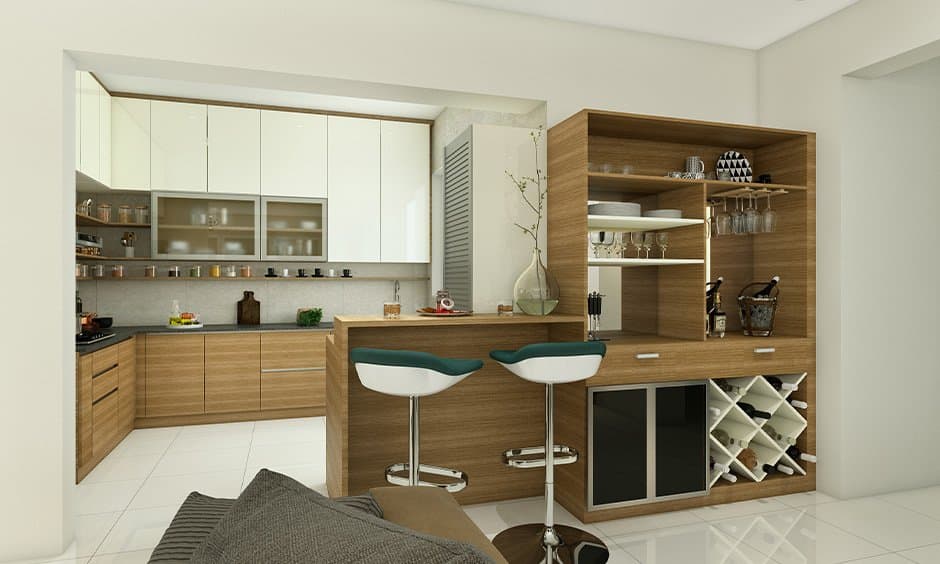 tủ bếp kết hợp quầy bar 4