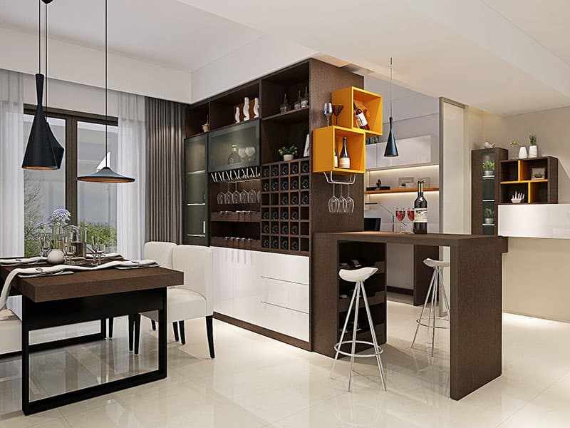 tủ bếp kết hợp quầy bar 5