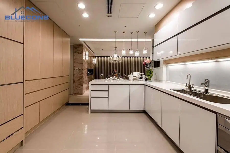 Đóng tủ bếp theo yêu cầu đẹp nhất 2024 tại Bluecons 7 Tủ bếp phủ Acrylic phong cách đa dạng