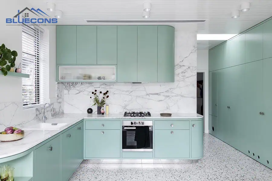 Đóng tủ bếp theo yêu cầu đẹp nhất 2024 tại Bluecons 9 Tủ bếp gỗ công nghiệp sơn màu độc đáo