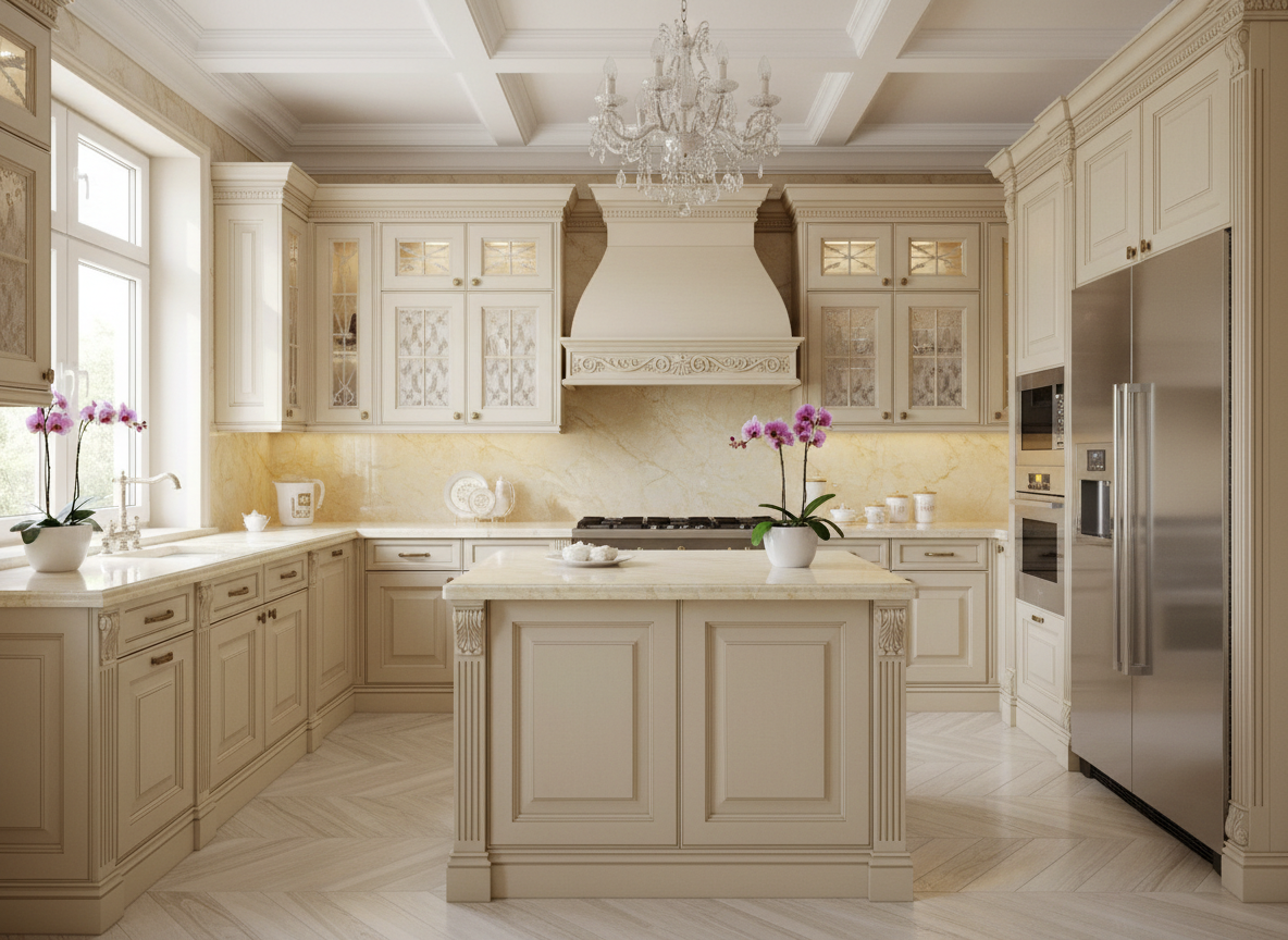 Tu Bep Tan Co Dien Nha Pho Canh Soi Phao Chi Dep Tone Trang Kem