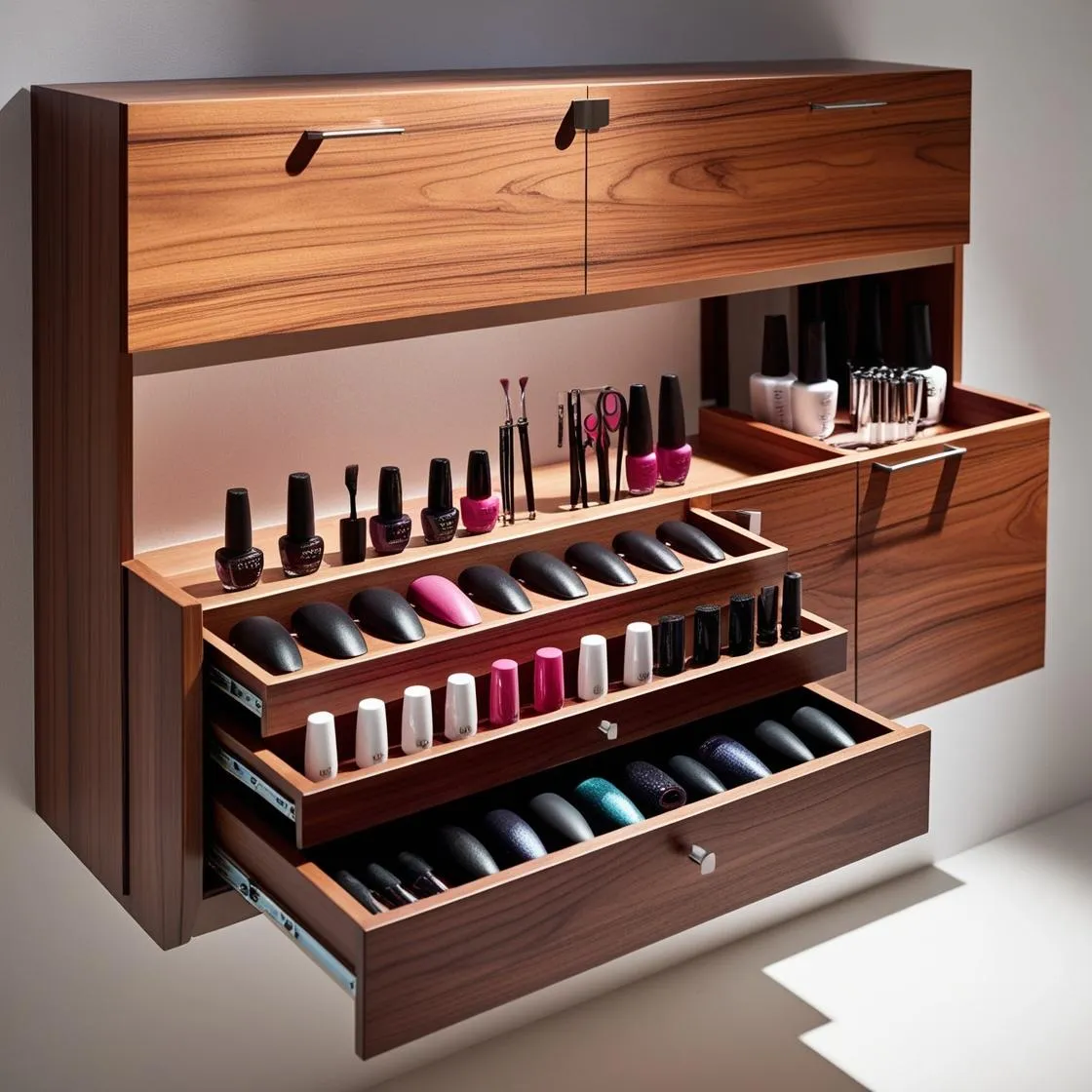 Tủ Đựng Dụng Cụ Tiệm Nail 3 tủ đựng dụng cụ tiệm nail đơn giản bằng gỗ_ (2)