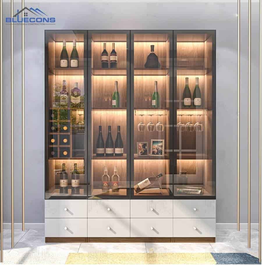 Tủ đựng rượu gỗ công nghiệp đẹp mắt